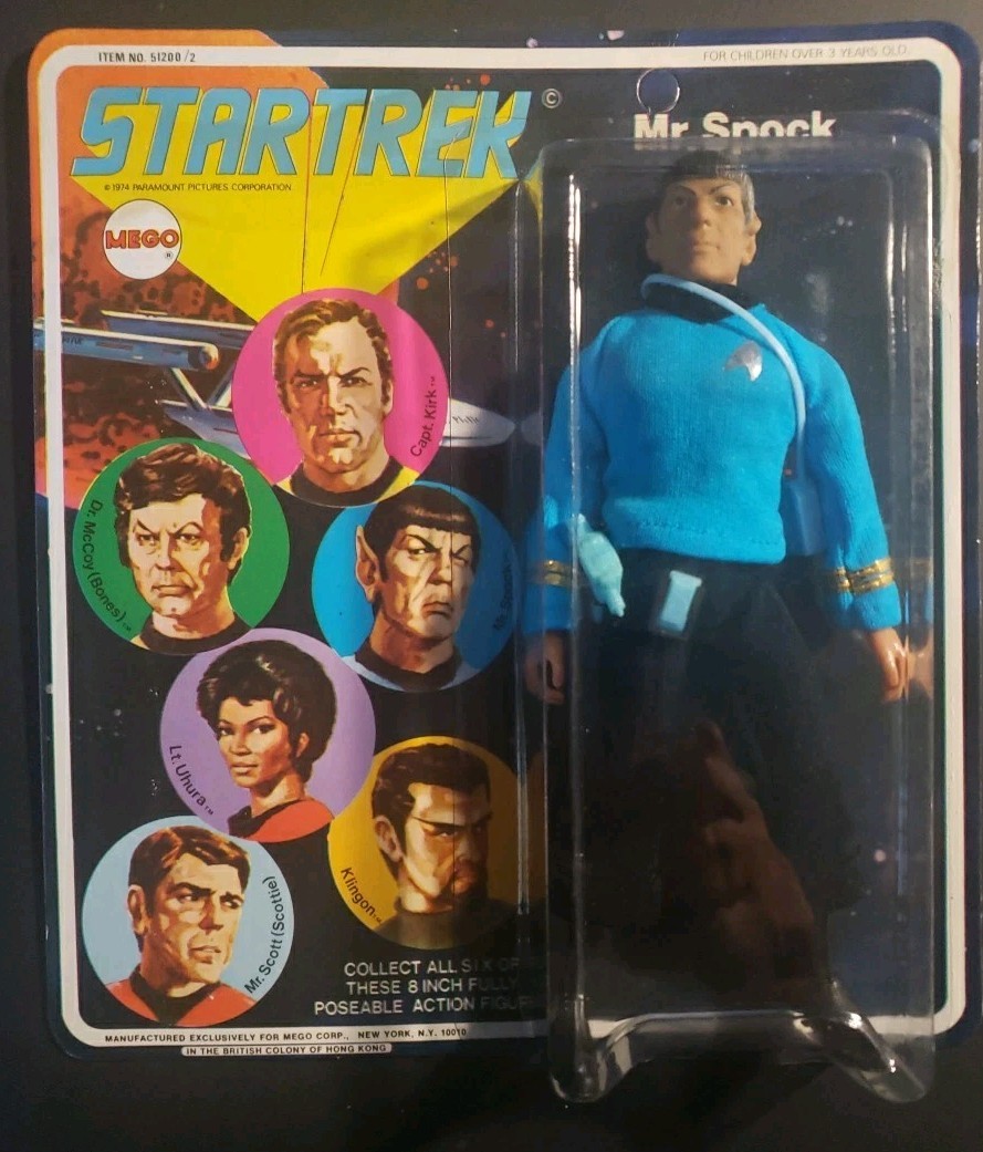Vintage Retro Sci-Fi Figure Lot: 1974 Mego Star Trek Spock MOC + Twilight Zone