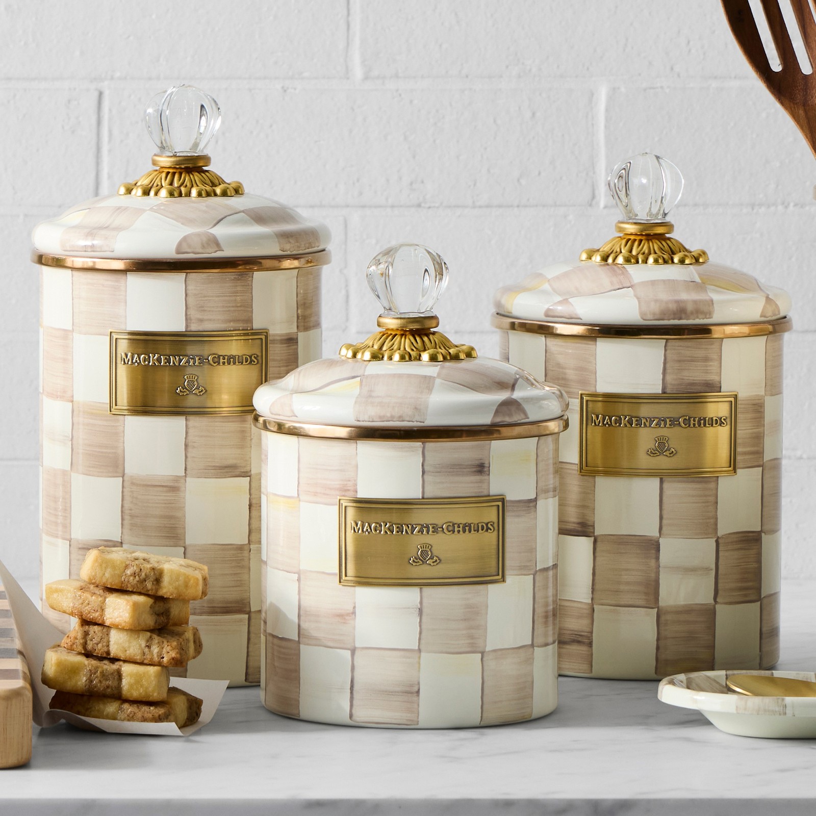 MacKenzie-Childs Mocha Check Canister MacKenzie-Childs Mocha Check Canister