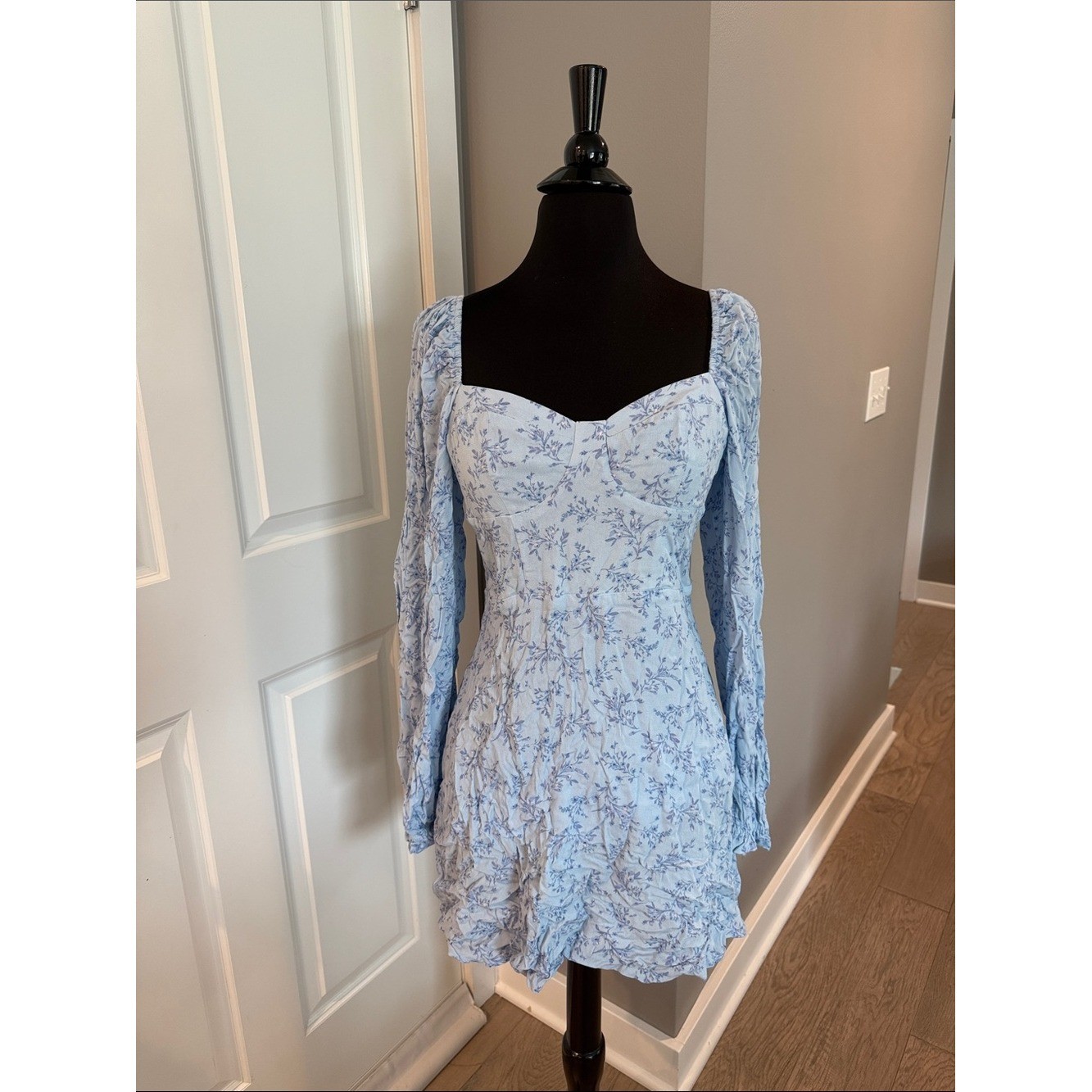 Altar\'d State blue floral mini dress with long sleeves Altar\'d State blue floral mini dress with long sleeves
