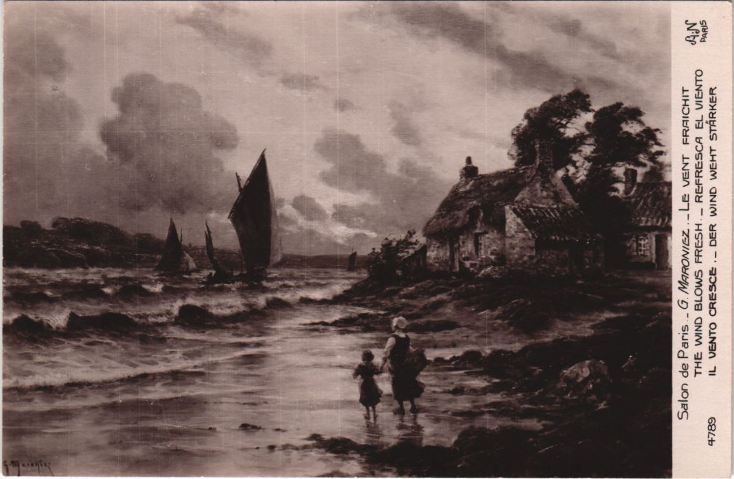 Old postcard Salon de Paris G. MARONIEZ Le vent fraichant (216041)