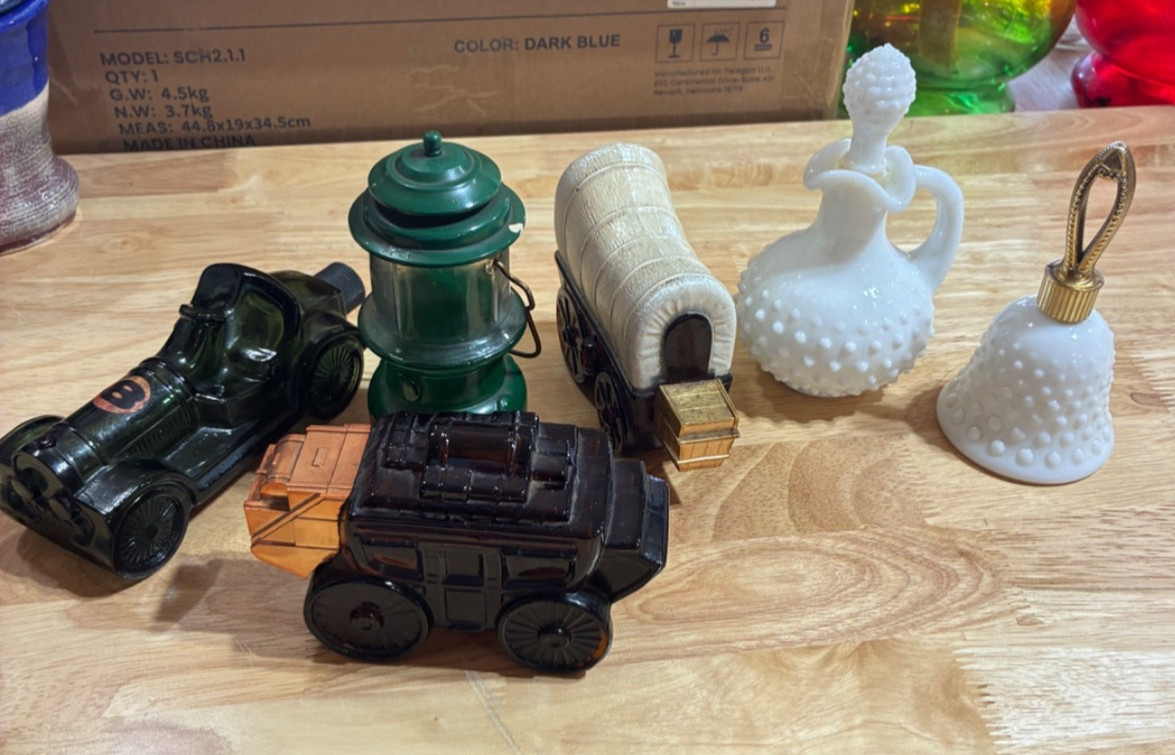 lot of six Avon cologne and aftershave decanters
