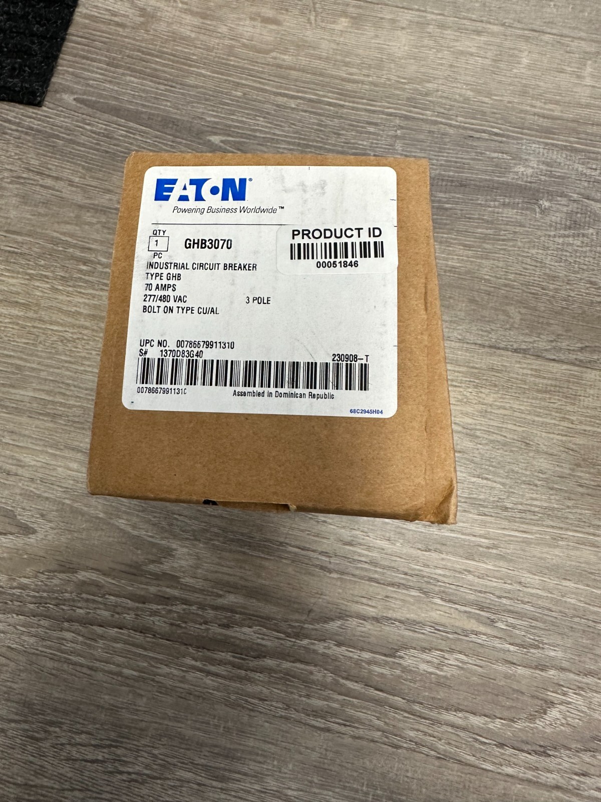 NEW Eaton - GHB3070 70A 277/480v 3 Pole Circuit Breaker New in Box