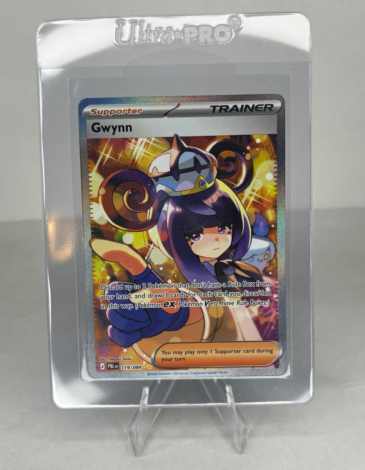 Pokémon TCG Gwynn 119/084 Pitch Black, Full Art Holo Ultra Rare EN 2024