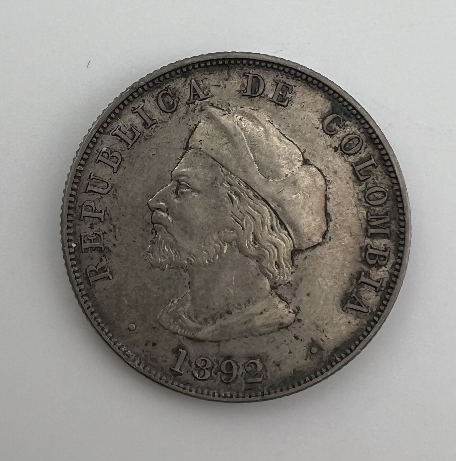 1892 Columbia Fifty Centavos XF/AU pq 1892 Columbia Fifty Centavos XF/AU pq