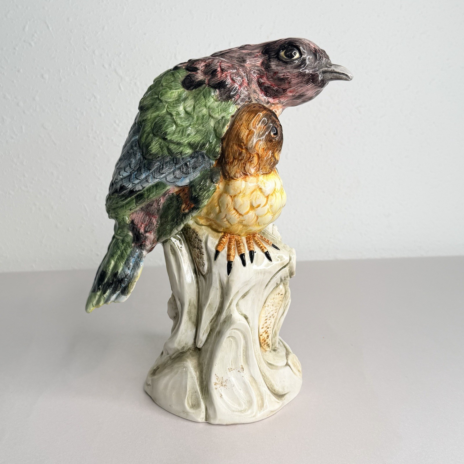 Vintage Italian Majolica Ceramic Double Bird Figurine Hand Painted Italy 105/508 Vintage Italian Majolica Ceramic Double Bird Figurine Hand Painted Italy 105/508