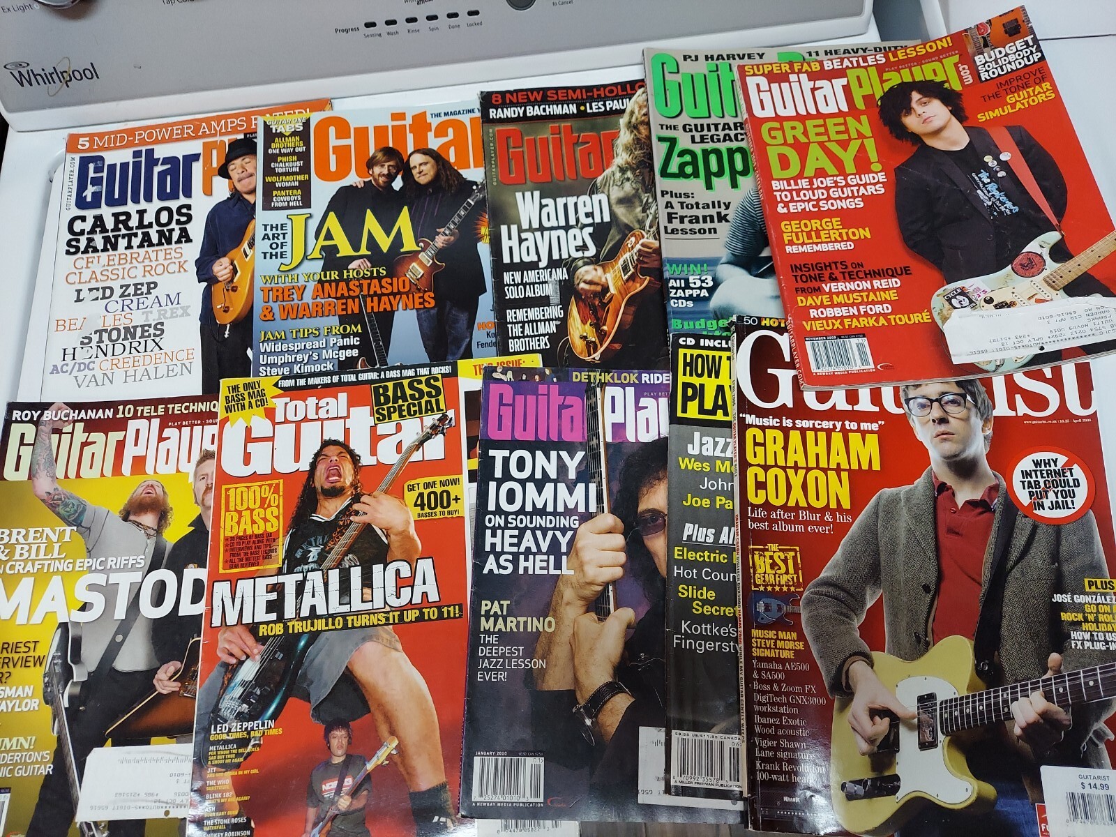 Huge lot of 10 Guitar Player magazines Toni Iommi Graham coxon Zappa Metallica
