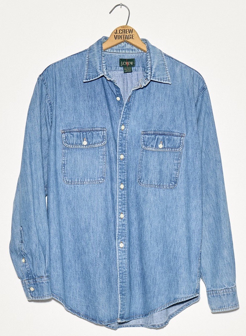 Vintage 90s J. Crew Denim Shirt From Their Latest Vintage Drop Made In USA Large