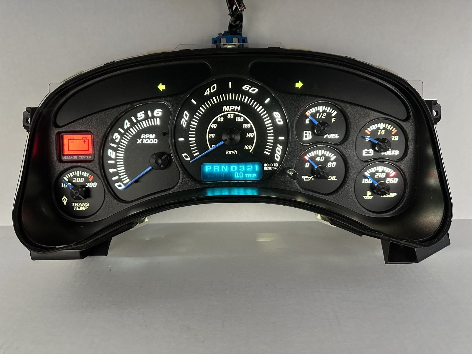 00-02 Silverado Speedometer Instrument Gauge Cluster White LED Trans Temp