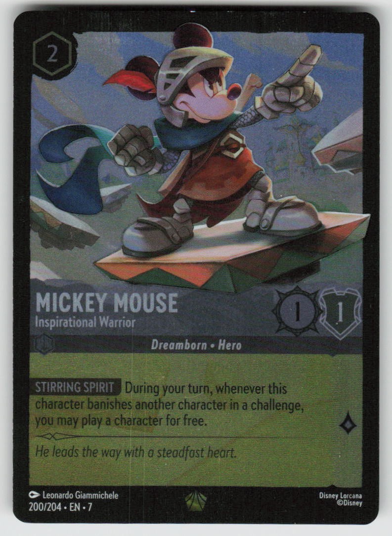 Mickey Mouse - Inspirational Warrior Cold Foil LEG 7 200/204 Lorcana TCG NM