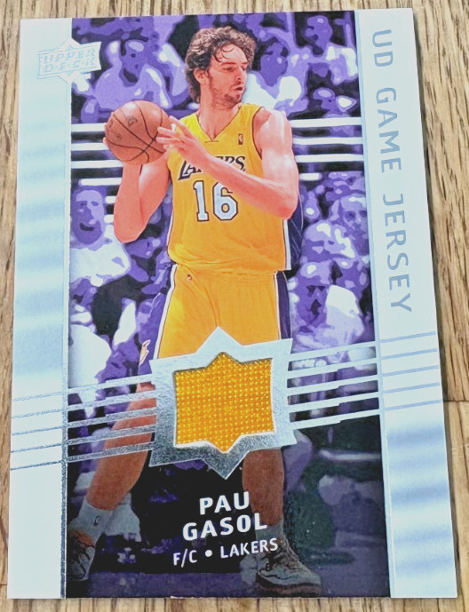 2008-09 UPPER DECK PAU GASOL RARE (Laker Yellow) Game Used Jersey swatch 🔥🔥 2008-09 UPPER DECK PAU GASOL RARE (Laker Yellow) Game Used Jersey swatch 🔥🔥