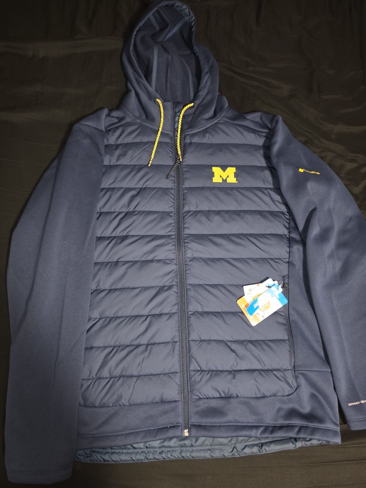 Columbia Omni Shield Hybrid Full Zip Hoodie Jacket Michigan Wolverines Mens XL