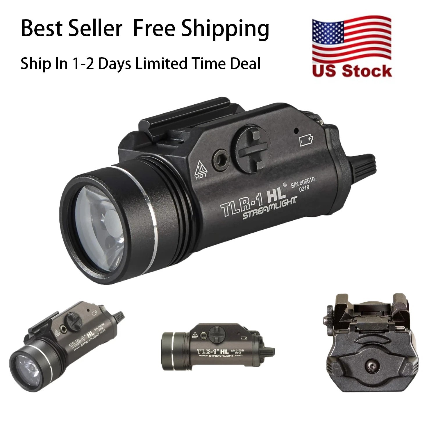 Streamlight Black TLR-1 HL 1000 LM rail mounted tactical flashlight super bright Streamlight Black TLR-1 HL 1000 LM rail mounted tactical flashlight super bright