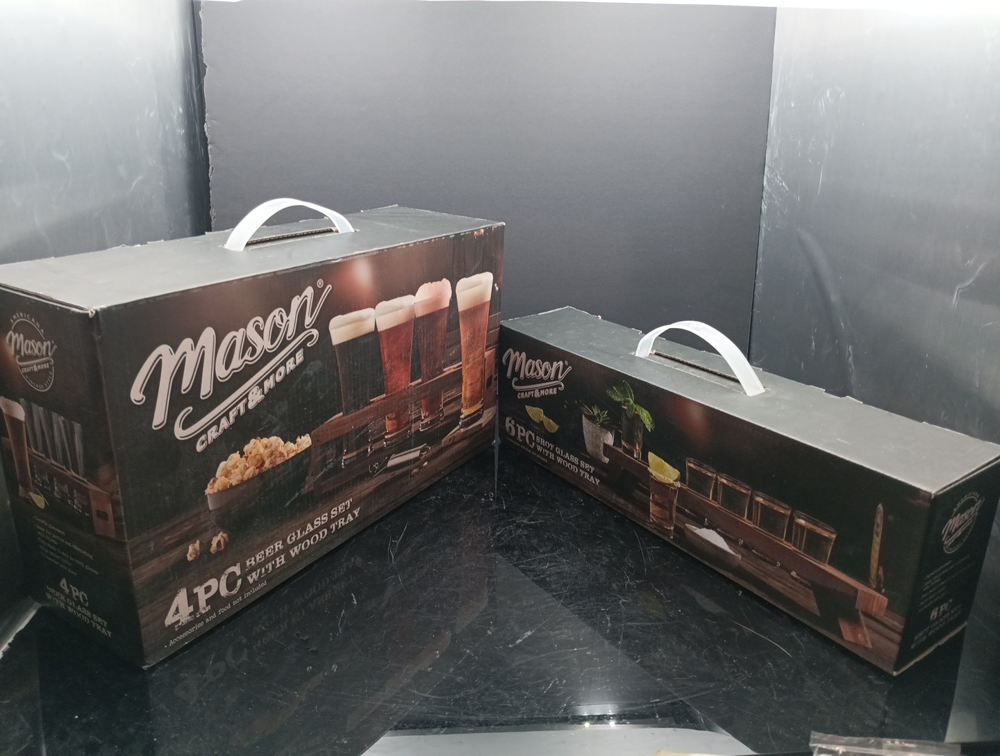 Mason Craft & More 6 Pc Shot Glass Set & 4 Pc Beer Glass Set  Mancave T2653
