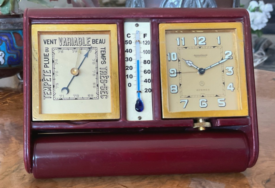 ADOS HERMES WEATHER CLOCK TABLE JAEGER LECOULTRE 8DAY CLOCK COMPENDIUM