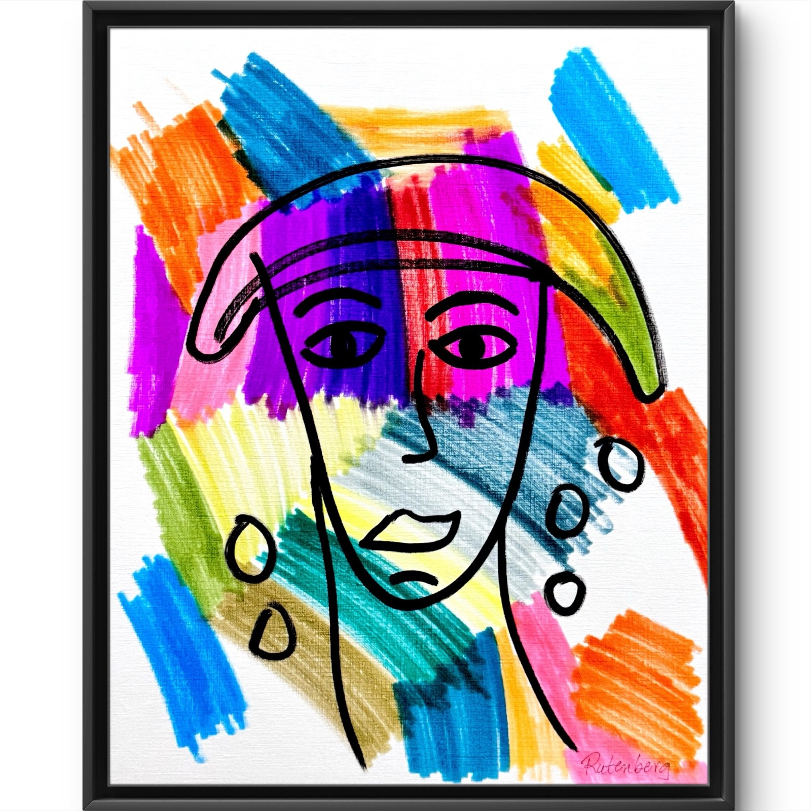 Rutenberg Original 11x14 Abstract Rainbow Abstract Face Painting on Heavy Paper