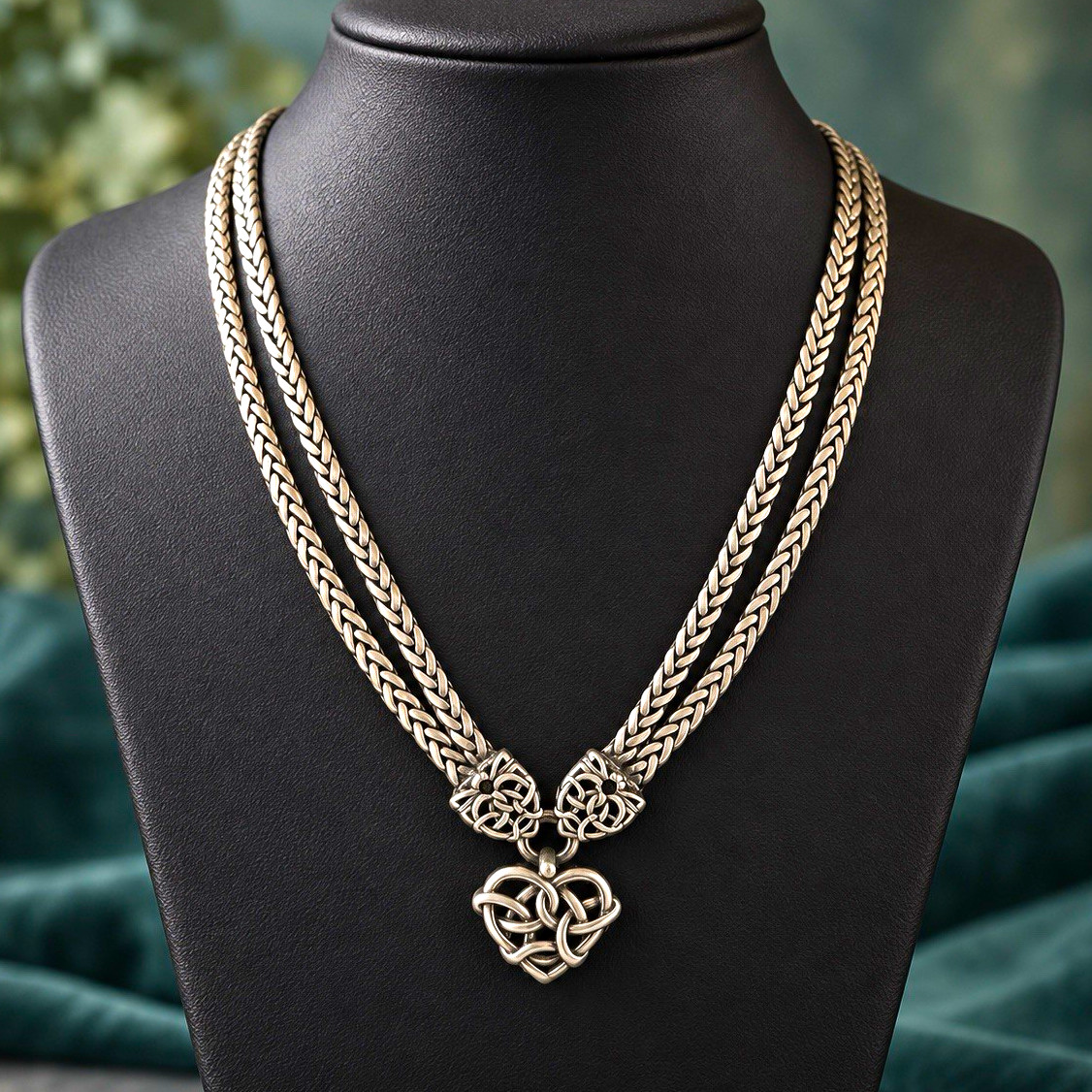 Brighton Retired Quad Celtic Knot Heart Double Chain Necklace 16–18” Silver