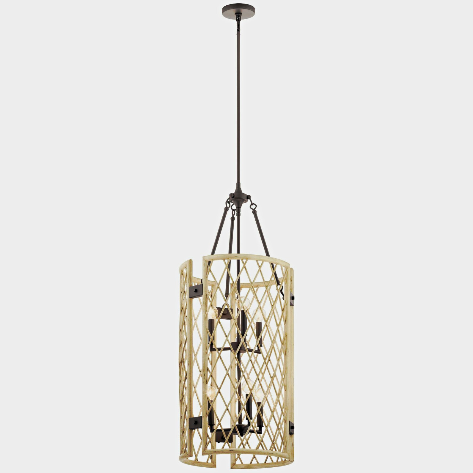 Kichler 6 Light, 60Watt Candelabra 52079WWW White Washed Wood Finish 
