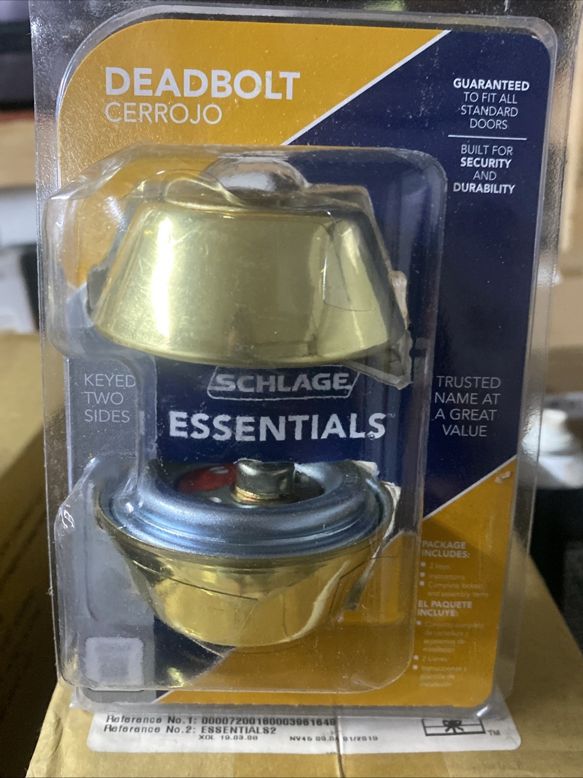 Schlage VD62 V 605 Bright Brass Double Cylinder Deadbolt