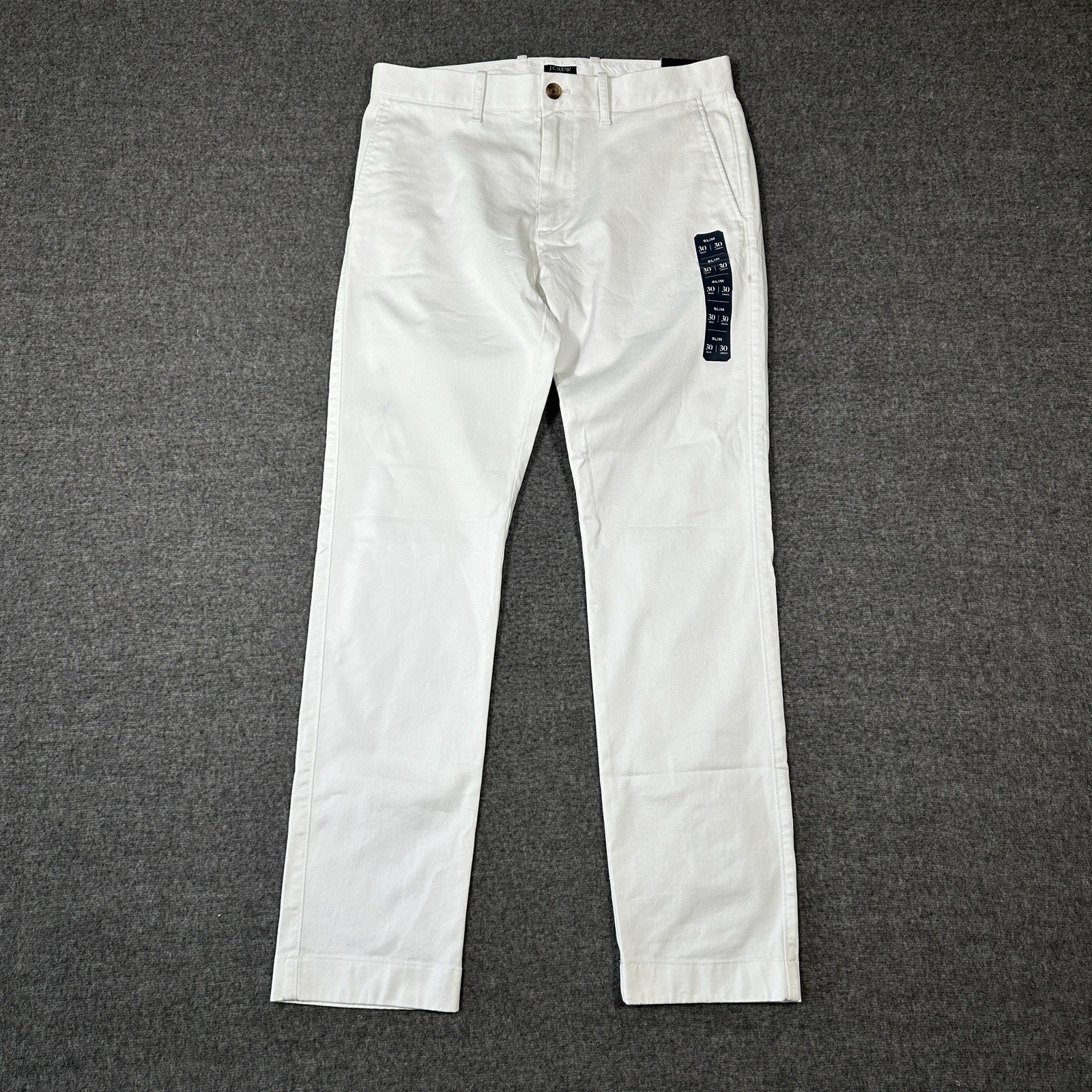 J.Crew Flex Slim Fit Mens Chino Pants 30x30 White Preppy Coastal Minimalist