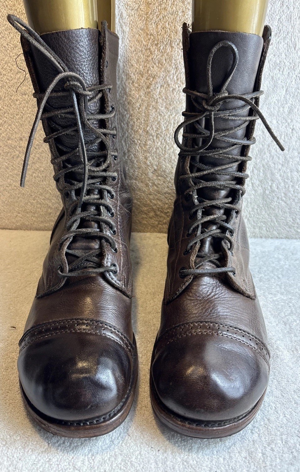 Vintage Shoe Company Brown Leather Boots Cap Toe Lace Up Mid-Calf  Men Size 11 M