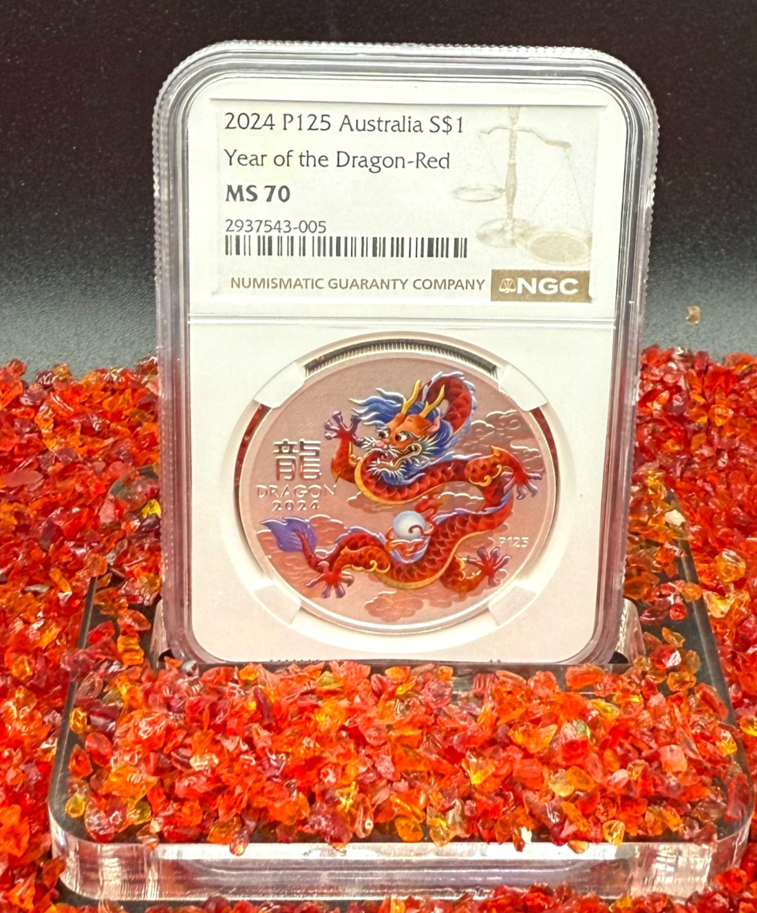 2024 P125 Australia S$1 Year of the Dragon Red NGC MS70 FR Brown Mint (1 of 90) 2024 P125 Australia S$1 Year of the Dragon Red NGC MS70 FR Brown Mint (1 of 90)