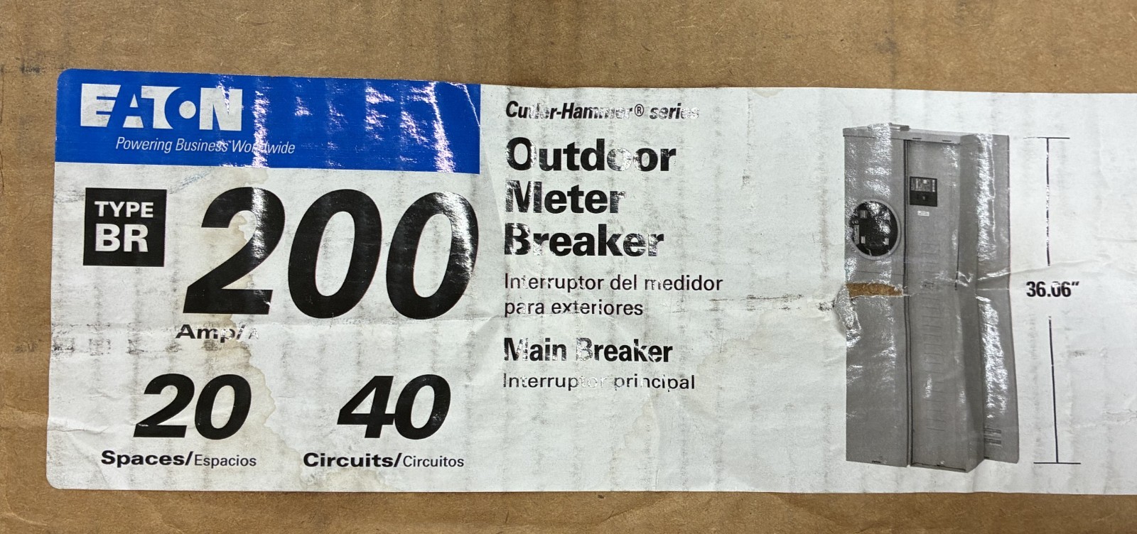 Eaton Type BR 200A 20-Space NEMA 3R Meter Breaker Main Panel