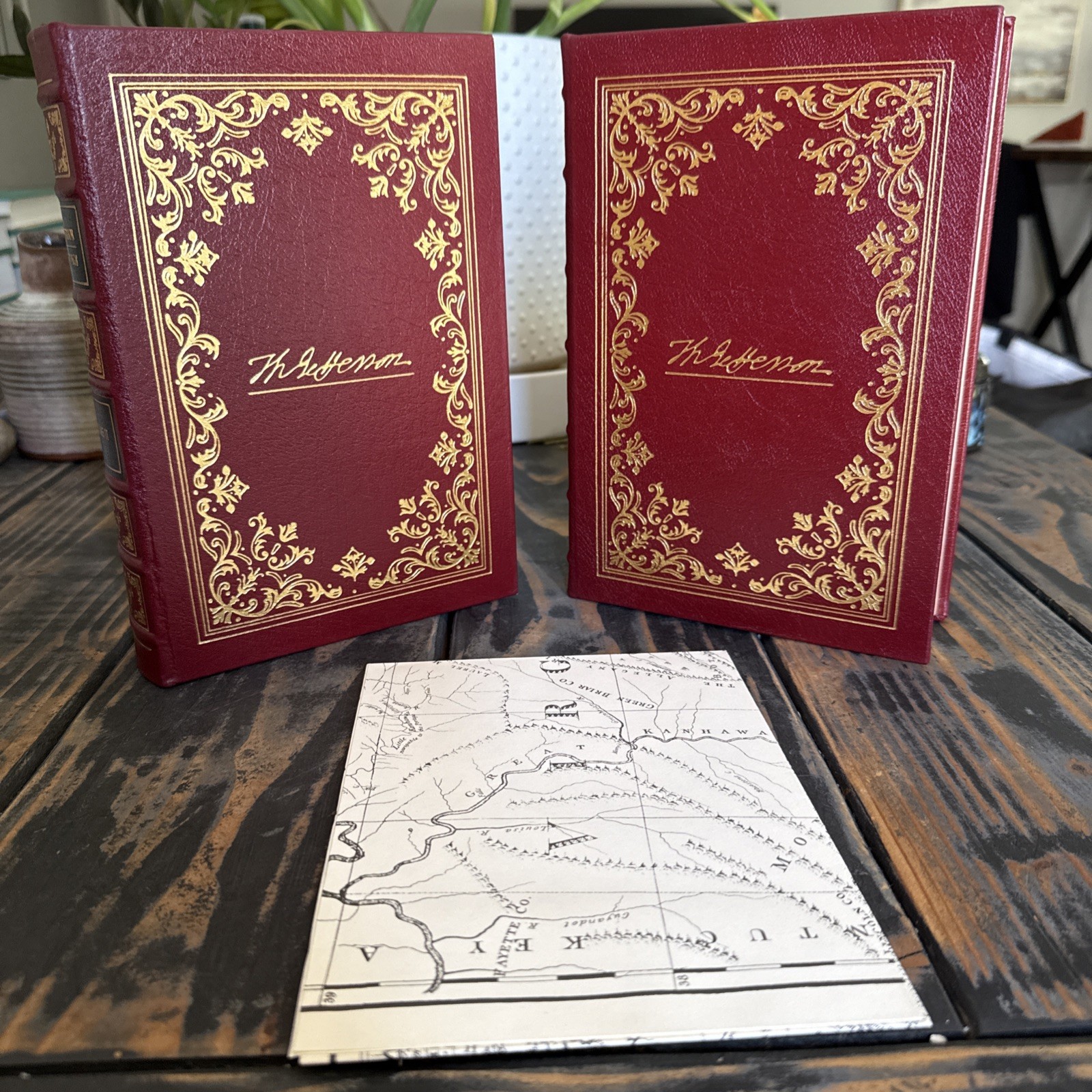Thomas Jefferson Writings EASTON PRESS I & II Volumes 1 & 2 Red Leather Bound HC