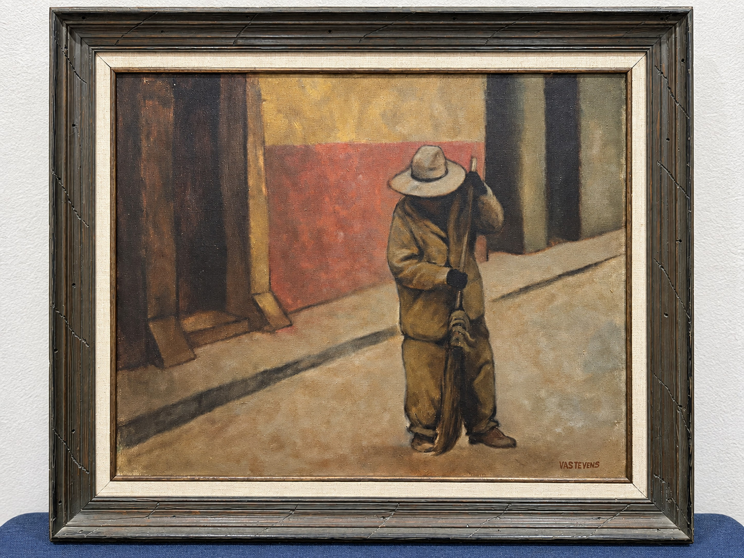 c1940s WPA Style Social Realist Mexican Laborer Oil Painting by V.A. Stevens