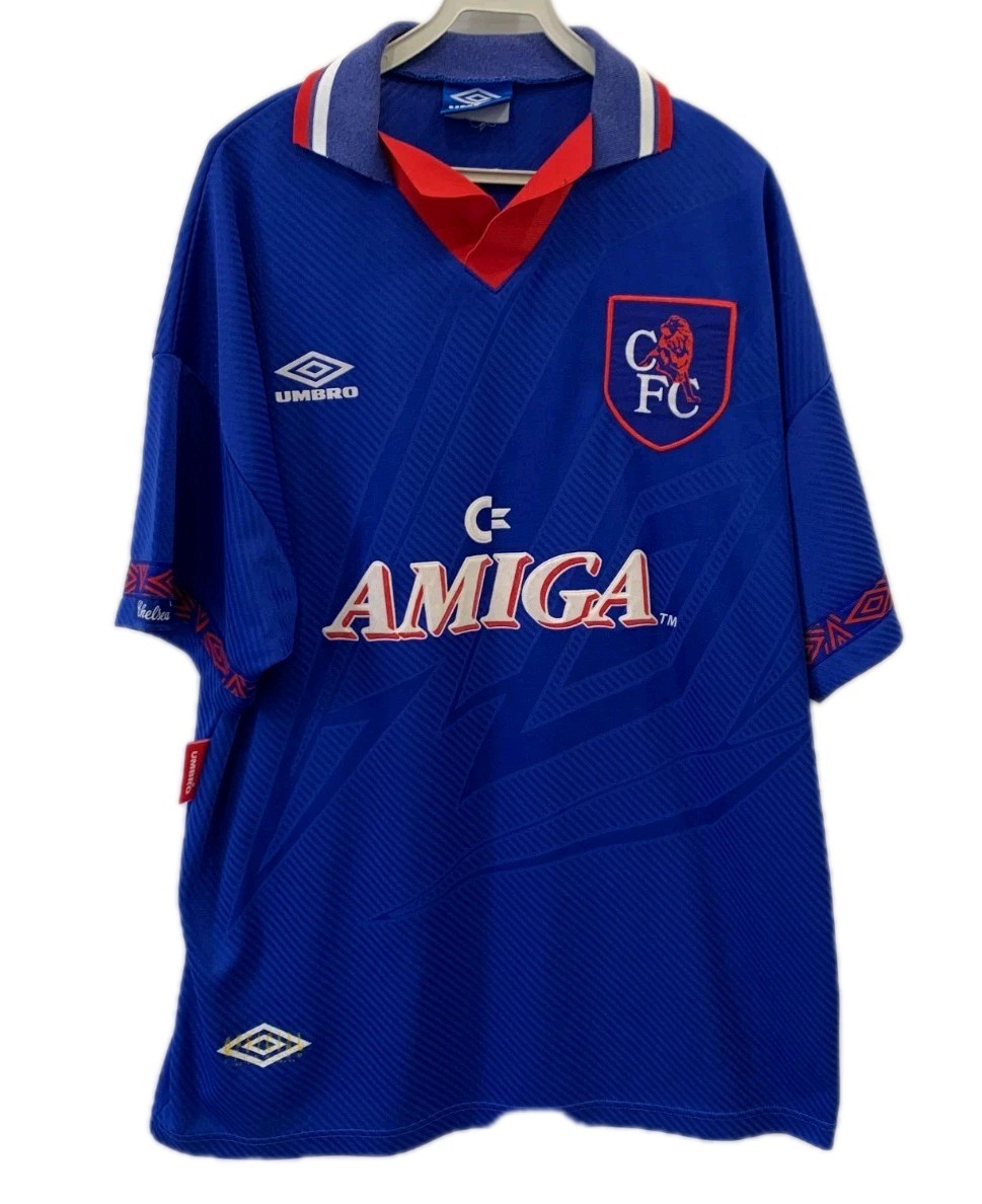 Vintage 1992 1994 Chelsea FC Home Jersey XL Umbro Amiga Commodore Kit Soccer#235