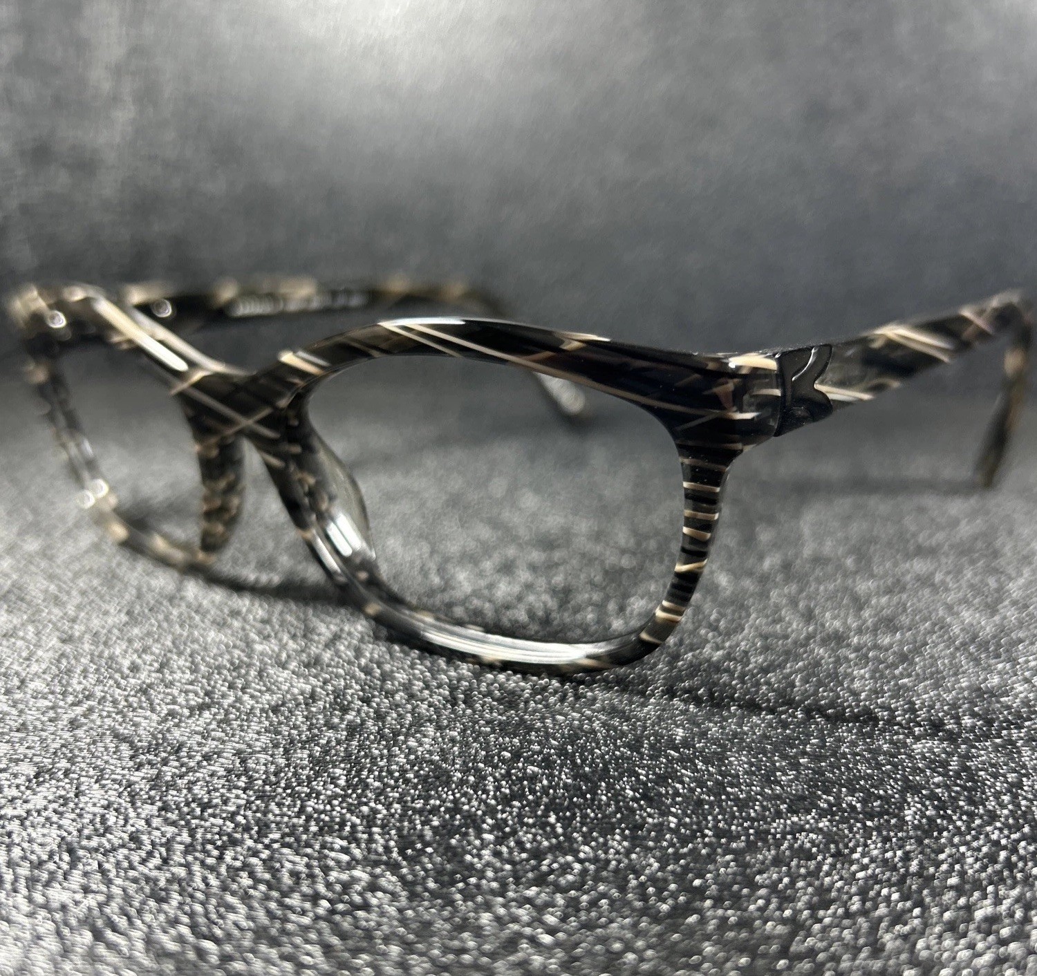 NEW Marius Morel Koali Womens Eyeglasses 7666K Black Gray Striped 50-15-135 LOOK