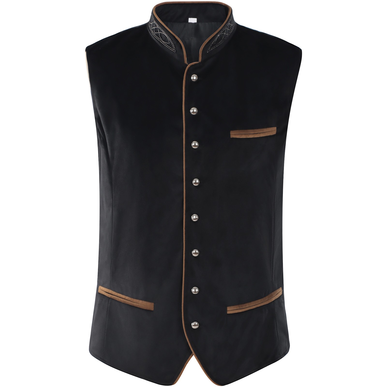 Mens Bavarian Waistcoat Velvet Vest Oktoberfest German Tavern Fancy Dress
