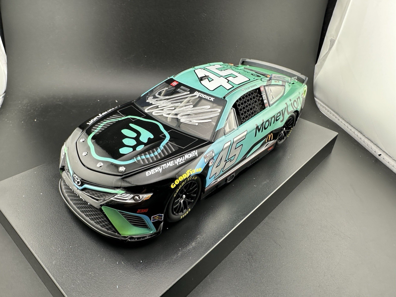 Tyler Reddick Signed 2023 MoneyLion 1:24 Diecast Car--PA Witnessed