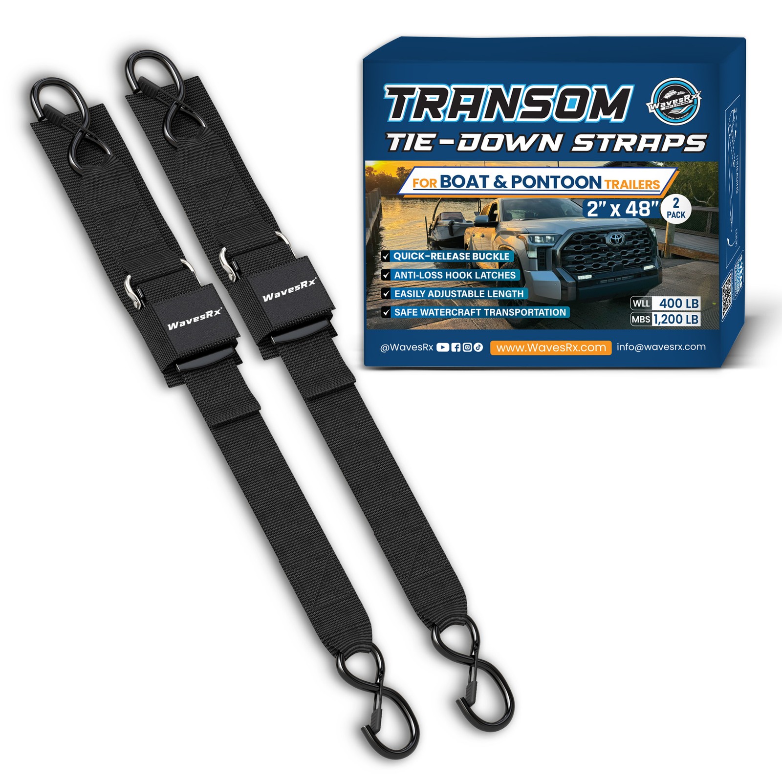 Pontoon & Boat Trailer Transom Straps (2PK) - 48\ Pontoon & Boat Trailer Transom Straps (2PK) - 48\