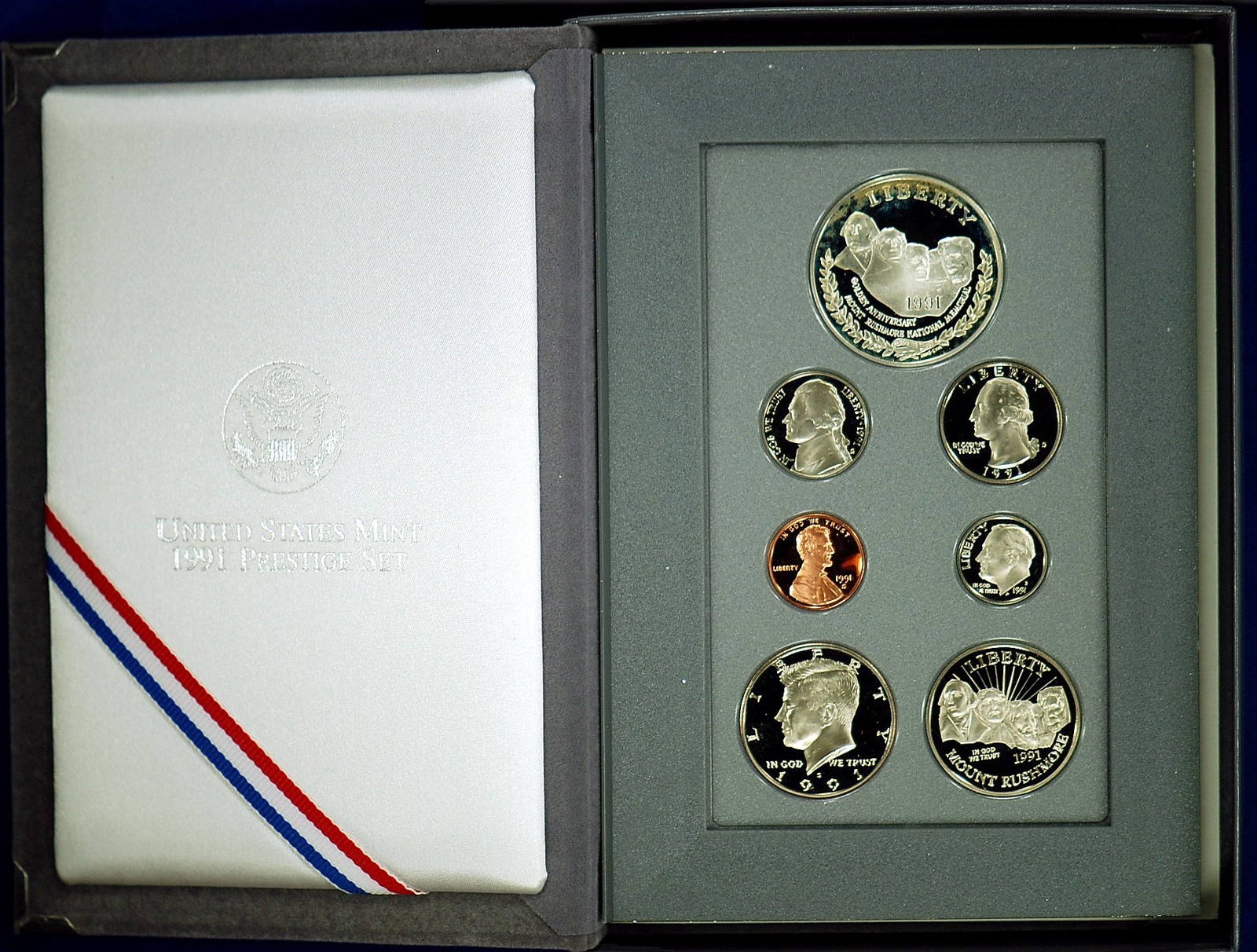 1991-S Prestige Proof Set U.S. Mint Original Box COA Mount Rushmore Silver
