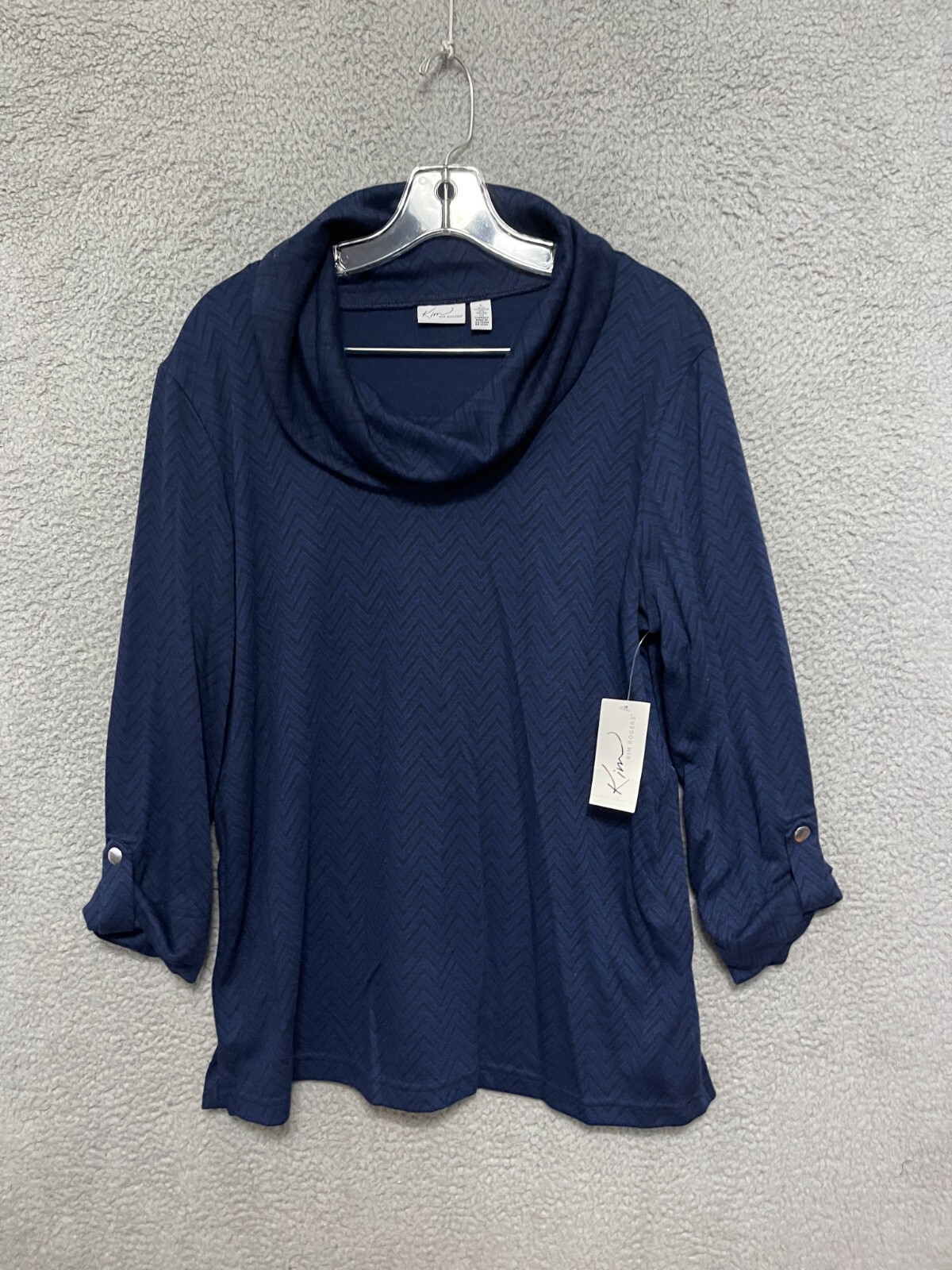 Kim Rogers Womens Sweater Mock Neck Blue Size Large Pull Over Adult Polyester Kim Rogers Womens Sweater Mock Neck Blue Size Large Pull Over Adult Polyester