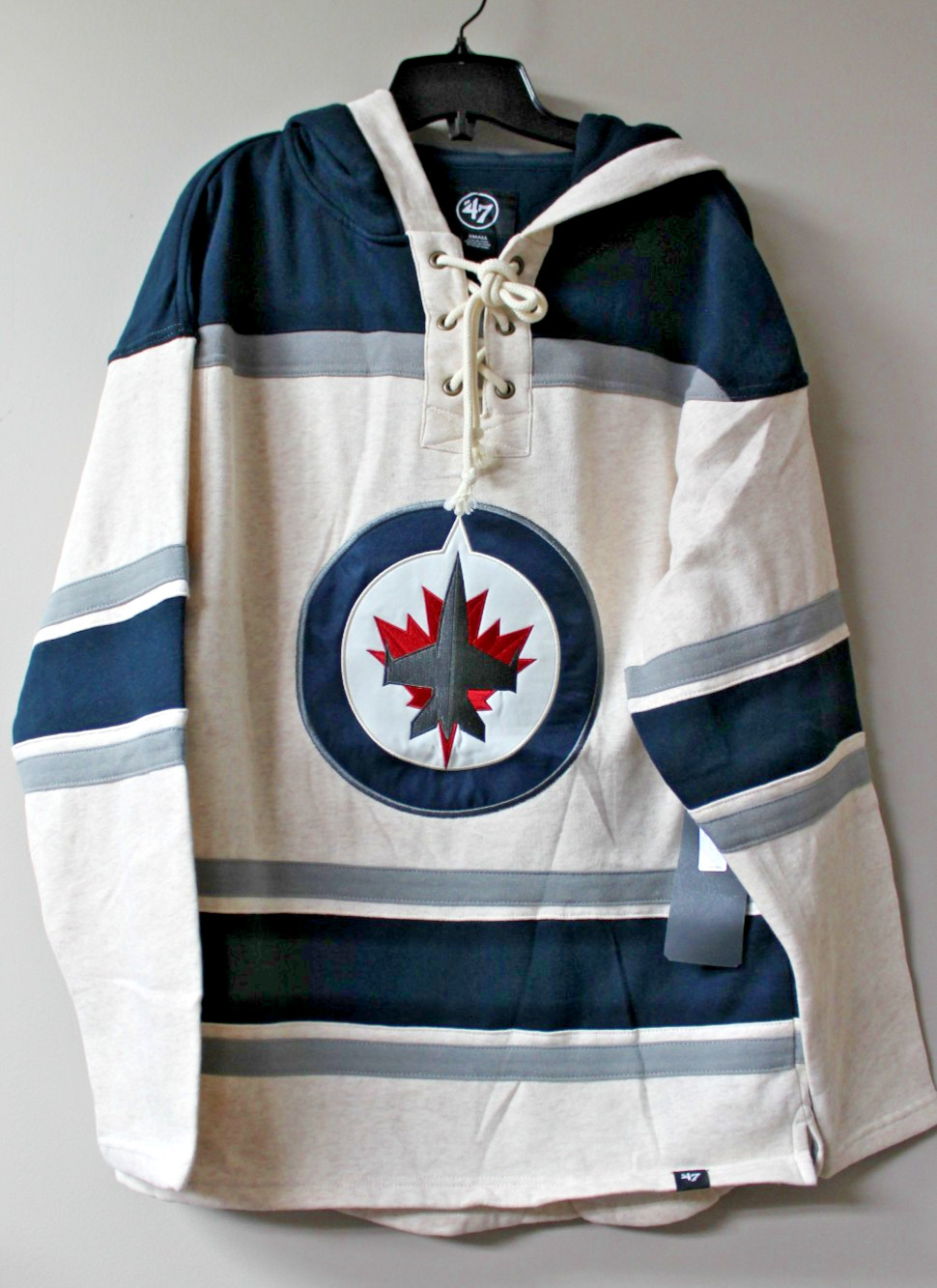 New NHL Winnipeg Jets Lacer jersey style mid weight cotton hoodie men's S