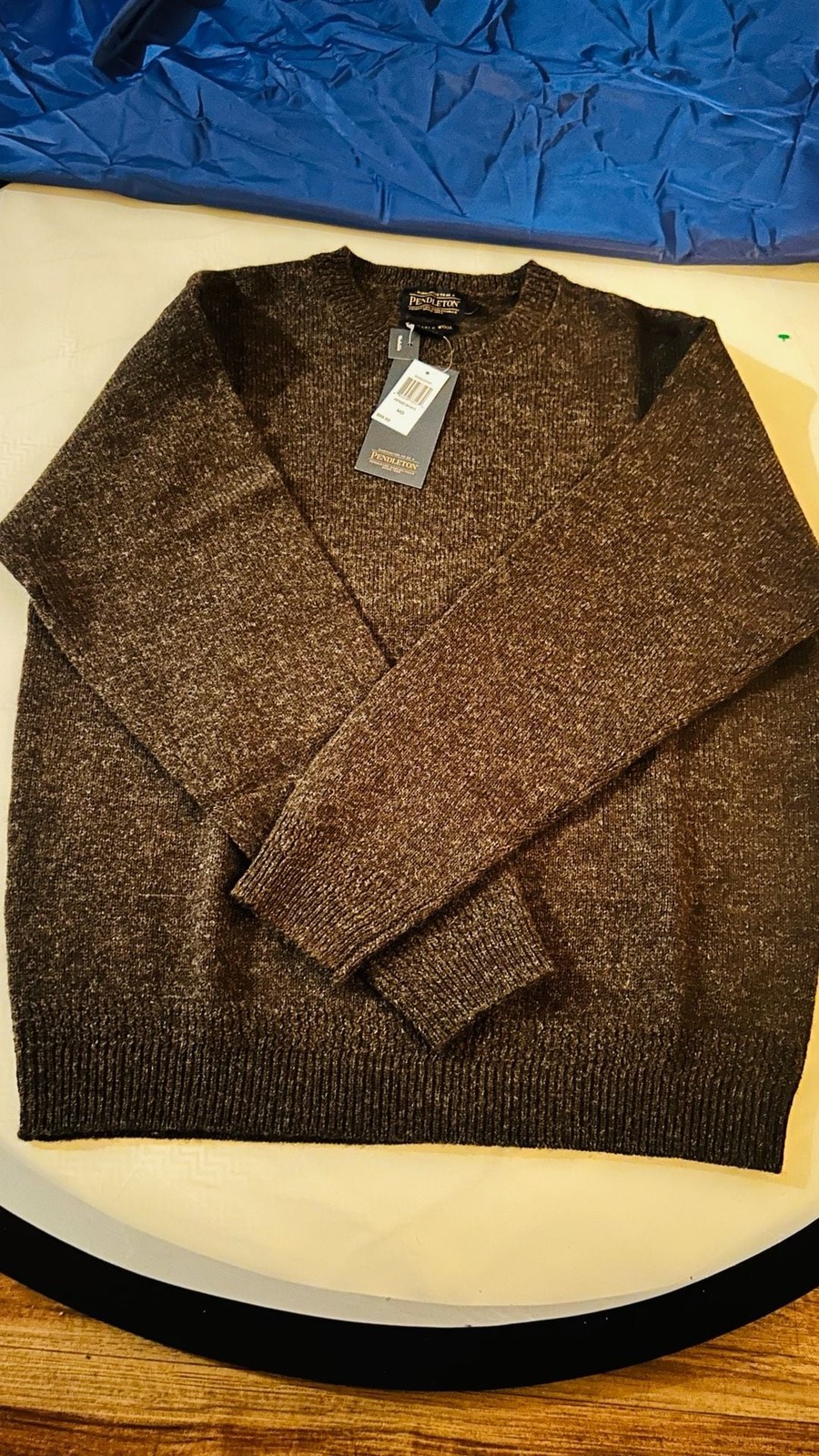 Pendleton Men\'s Washable Wool Crew Neck Sweater Size Medium Brown Marl New With
