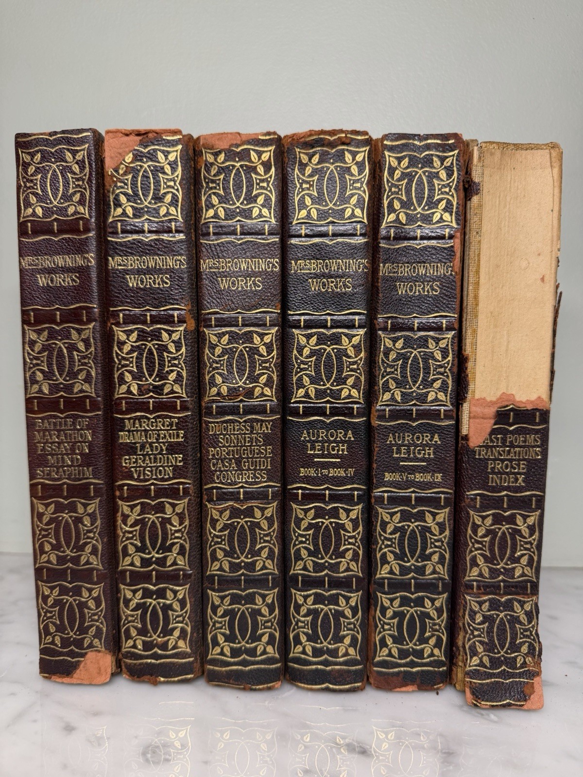 1900 Complete Works of Mrs. E. B. Browning, 6-Volume Limited Set #944, Antique