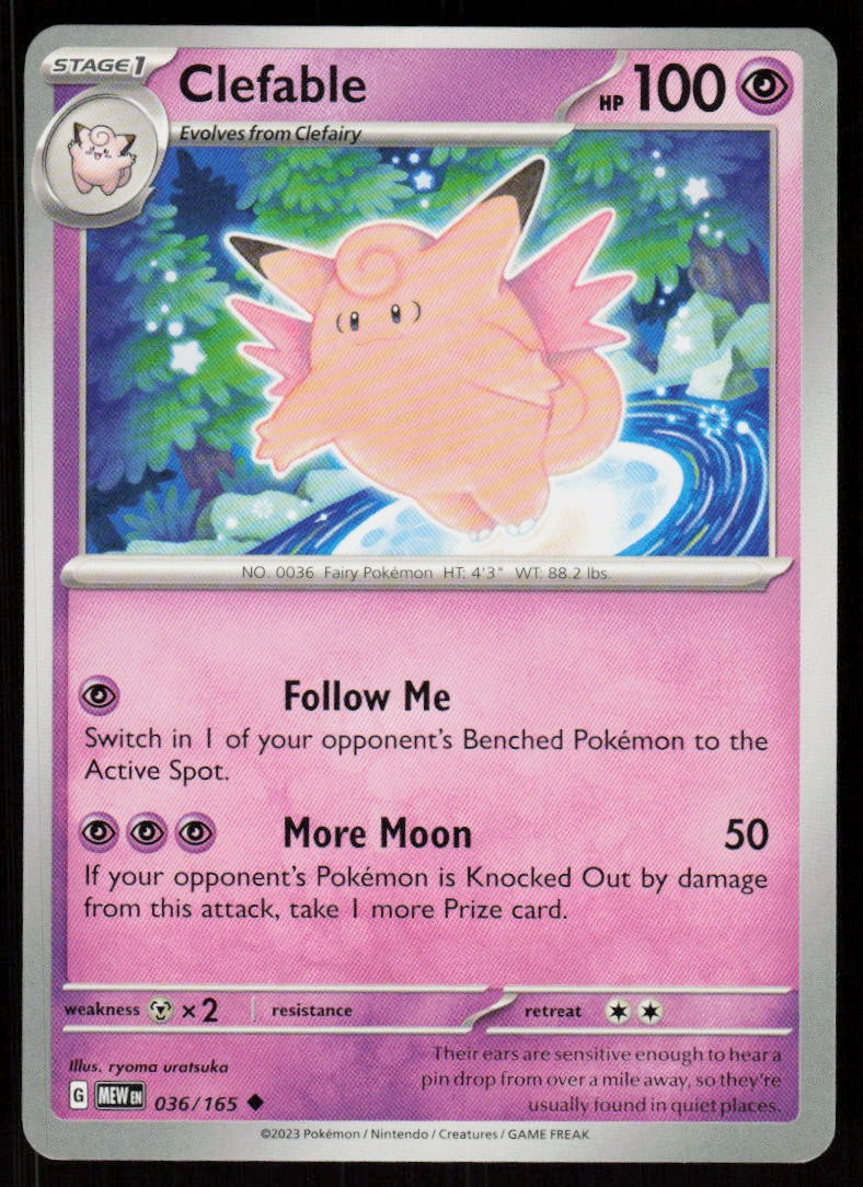 Clefable 036/165 Uncommon 151 Pokemon Near Mint