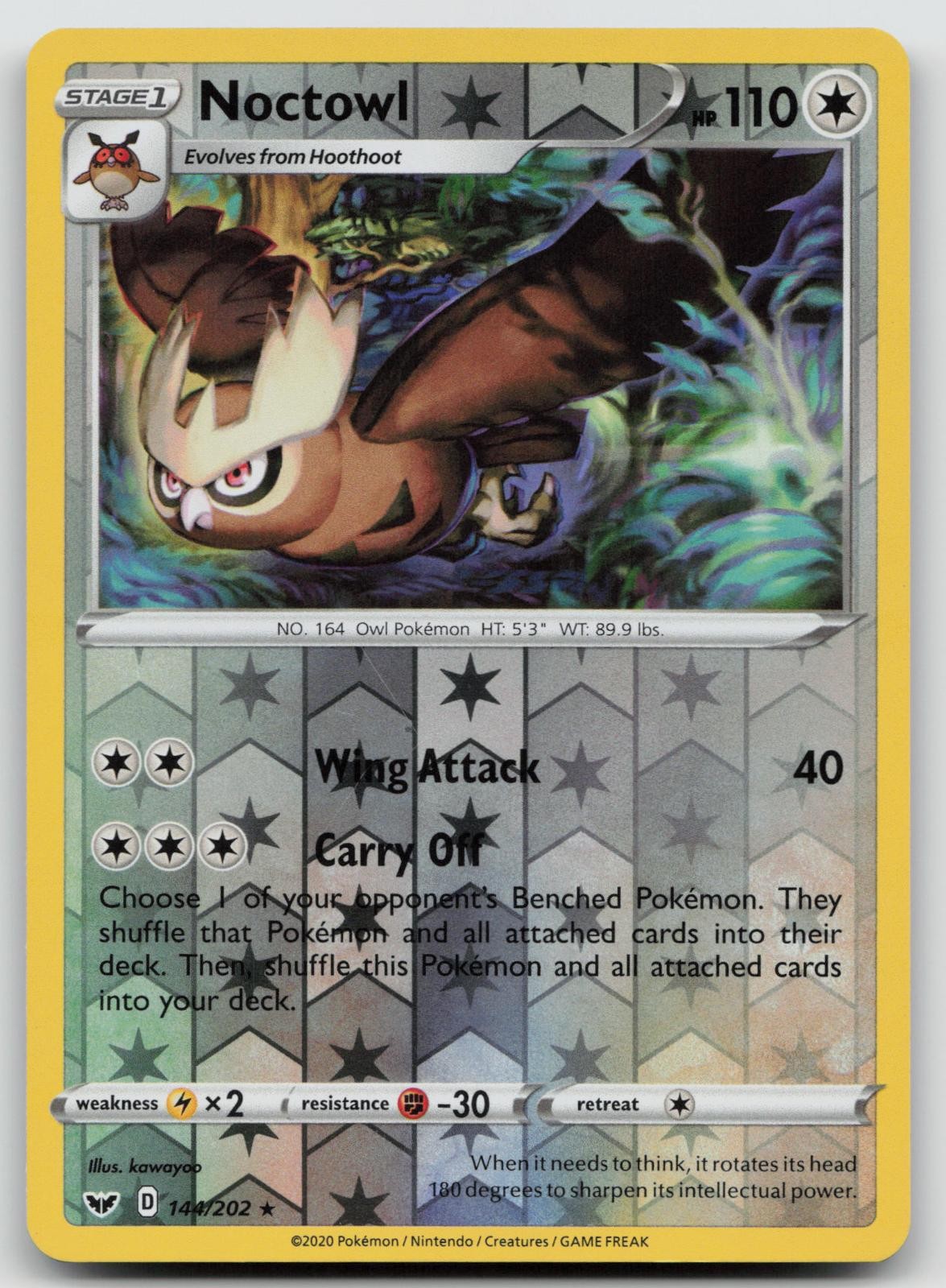 Noctowl 144/202 Reverse Holo LP Sword & Shield Pokemon Noctowl 144/202 Reverse Holo LP Sword & Shield Pokemon