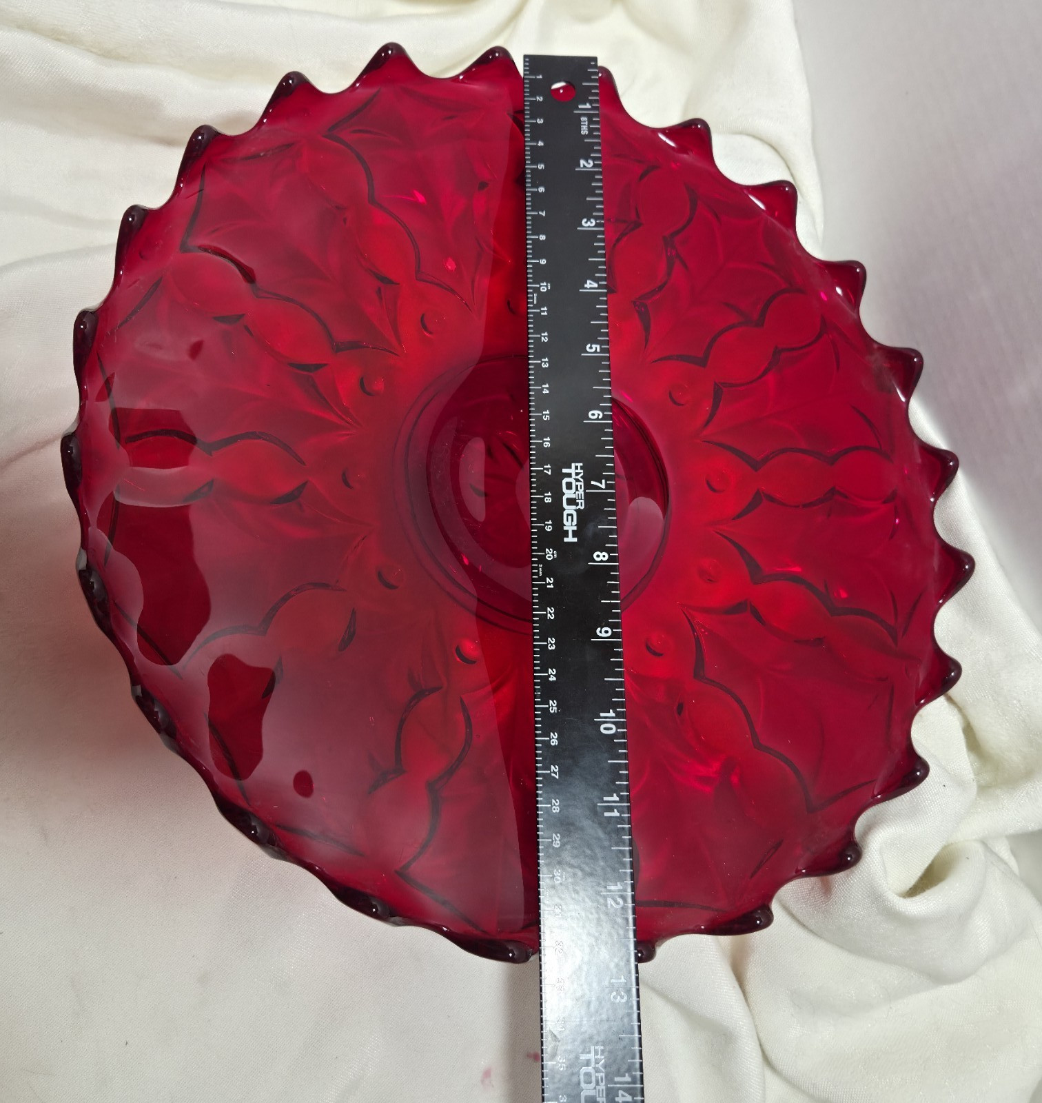 Fostoria Holly Ruby Red 12+ inch Platter Torte Plate  Round Heirloom EXCELLENT