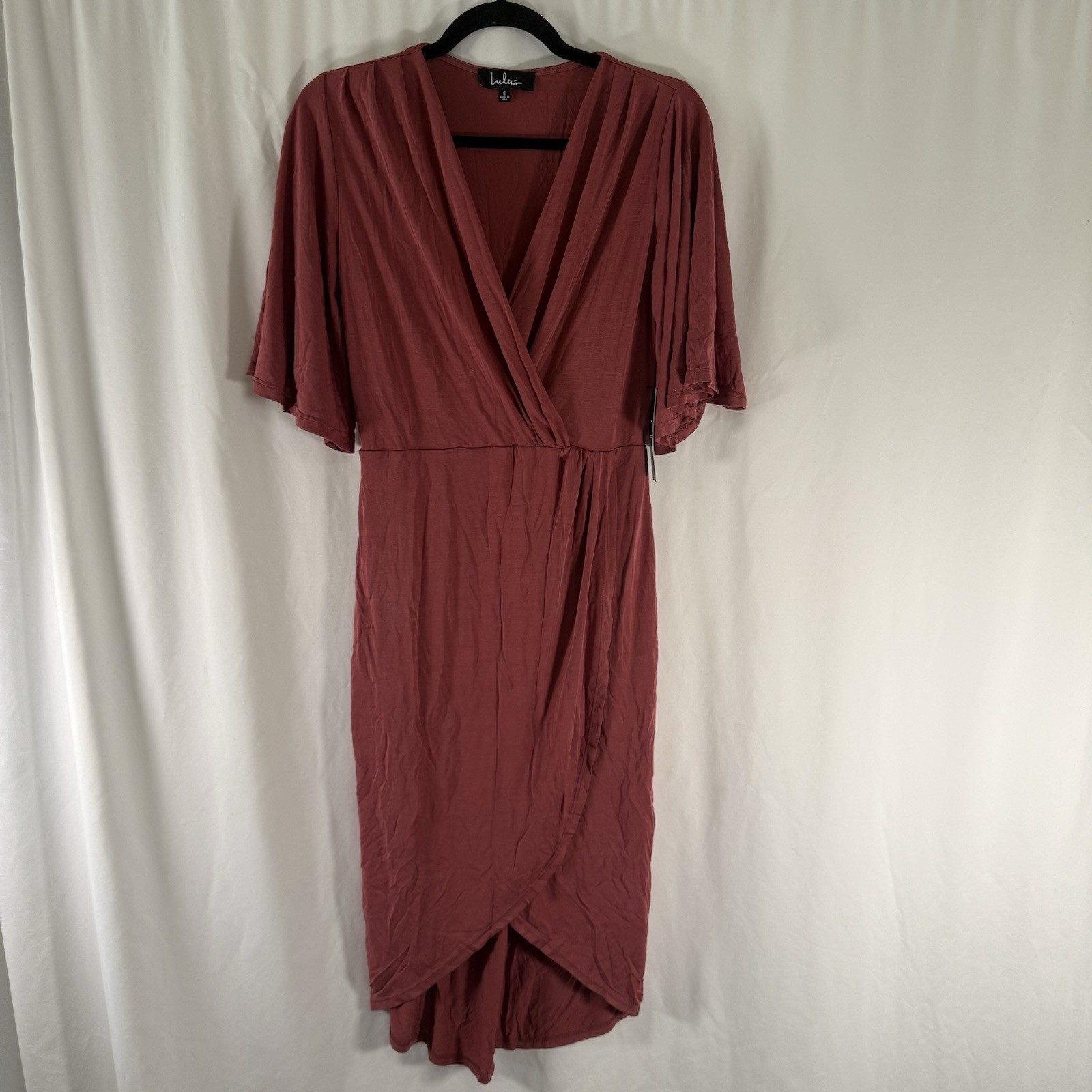 New Lulu\'s Dress Women\'s Small Red Vneck Short Sleeve Modal Blend\\ New Lulu\'s Dress Women\'s Small Red Vneck Short Sleeve Modal Blend\\