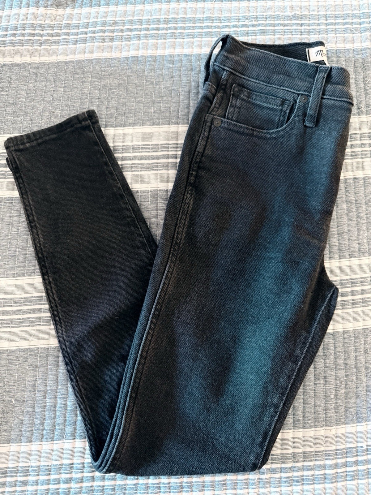 Madewell Women’s High Rise Skinny Jeans Dark Wash Black Denim Petite
