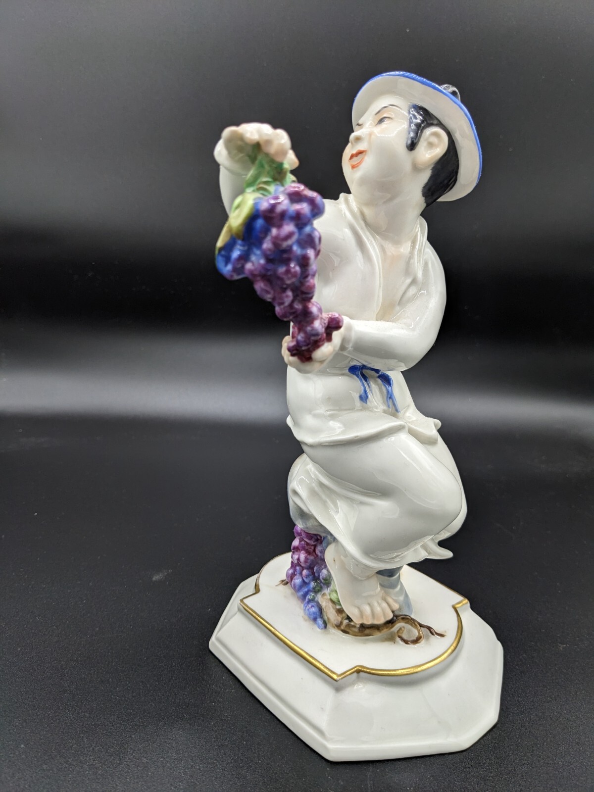Antique German Schwarzburger Boy With Grapes Porcelain Figurine 9\