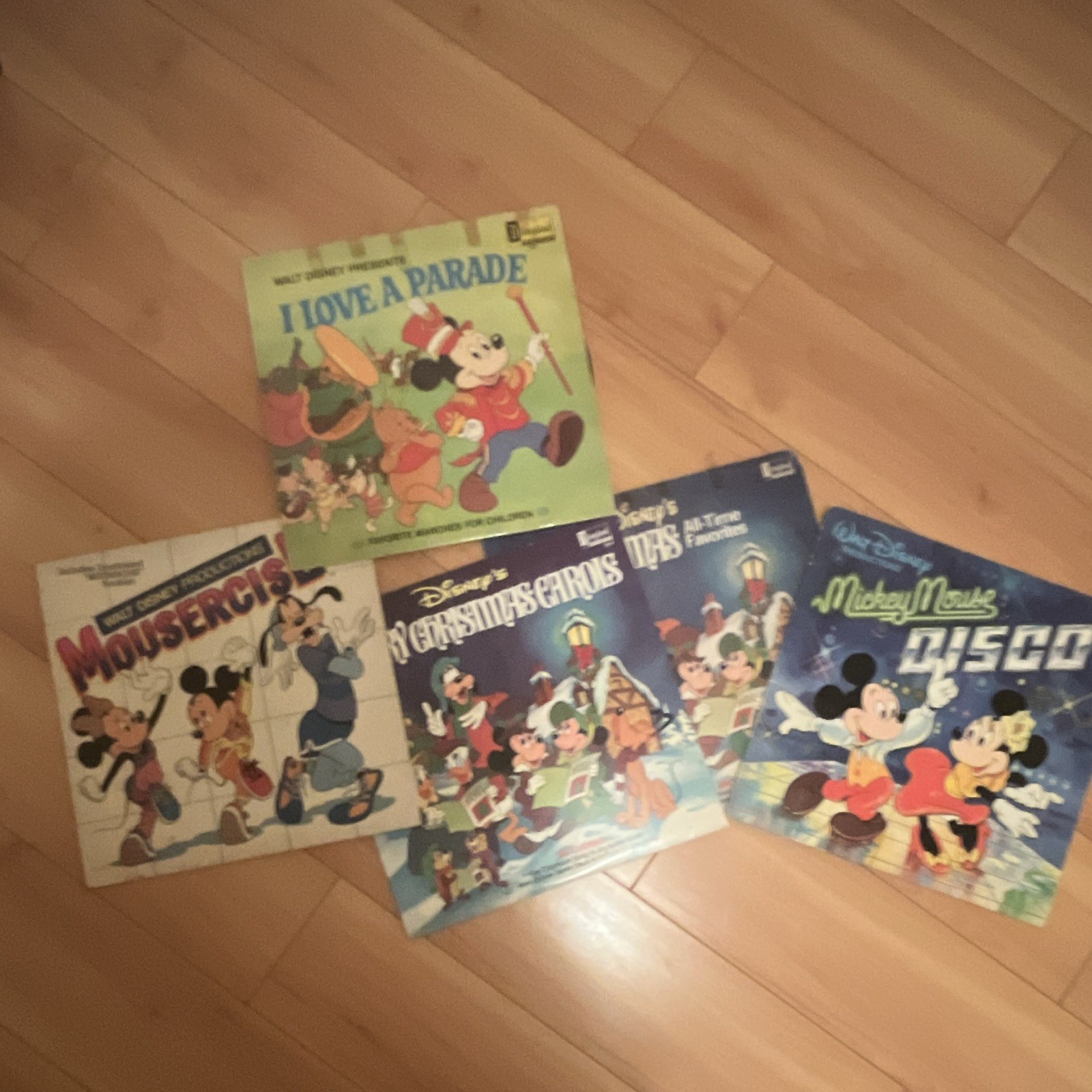 Disney Mickey Mouse Lot of 5 vinyl Records Mousercise I Love a Parade Disco