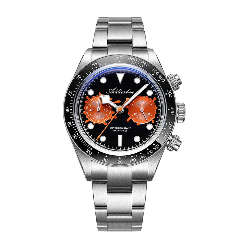 ADDIESDIVE AD2520 Men\'s Quartz Chronograph VK64 Ceramic Bezel 100m Luminous