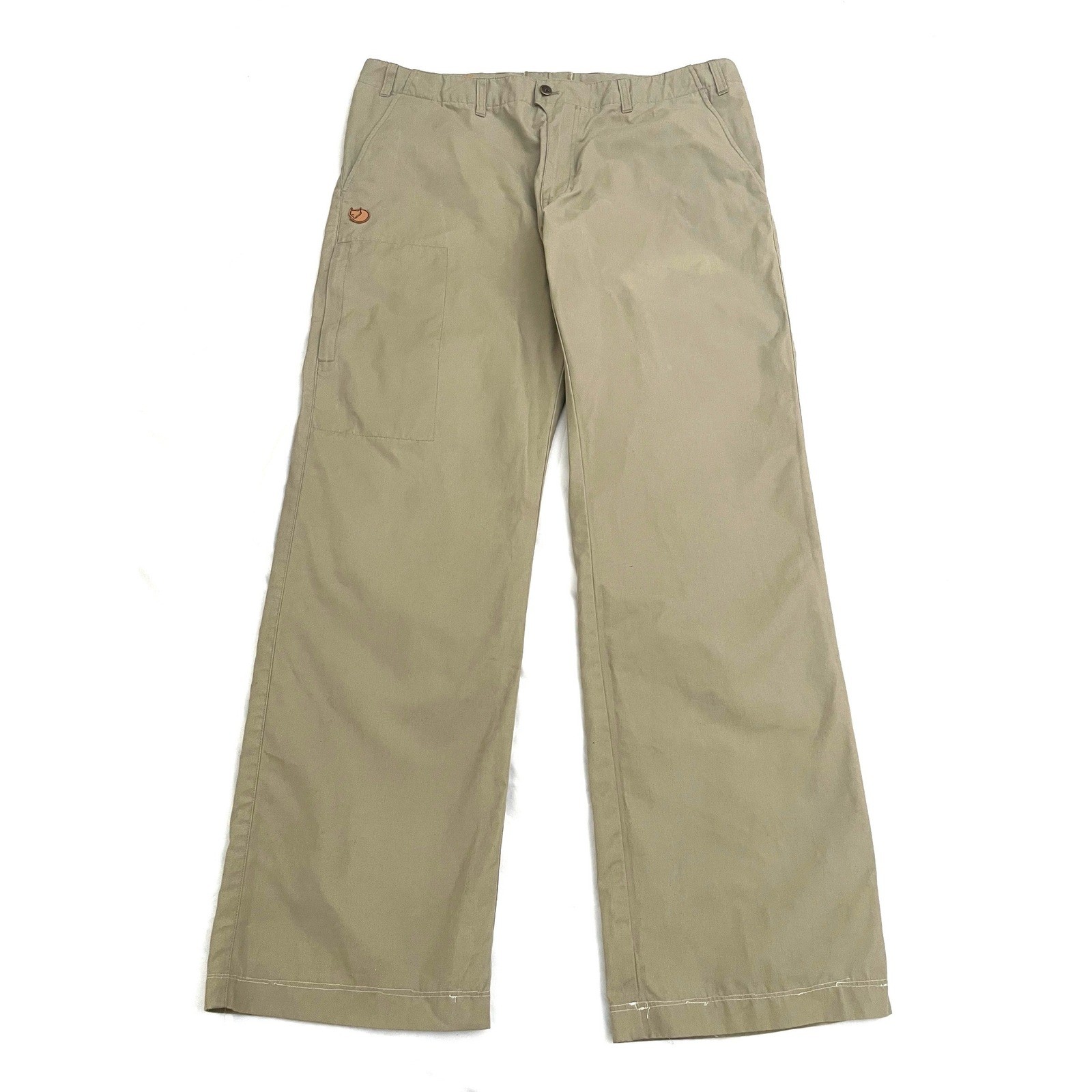 Fjallraven Sten Trousers Mens 38-39 x 33 Khaki G-1000 Outdoor Hiking Pants 81174