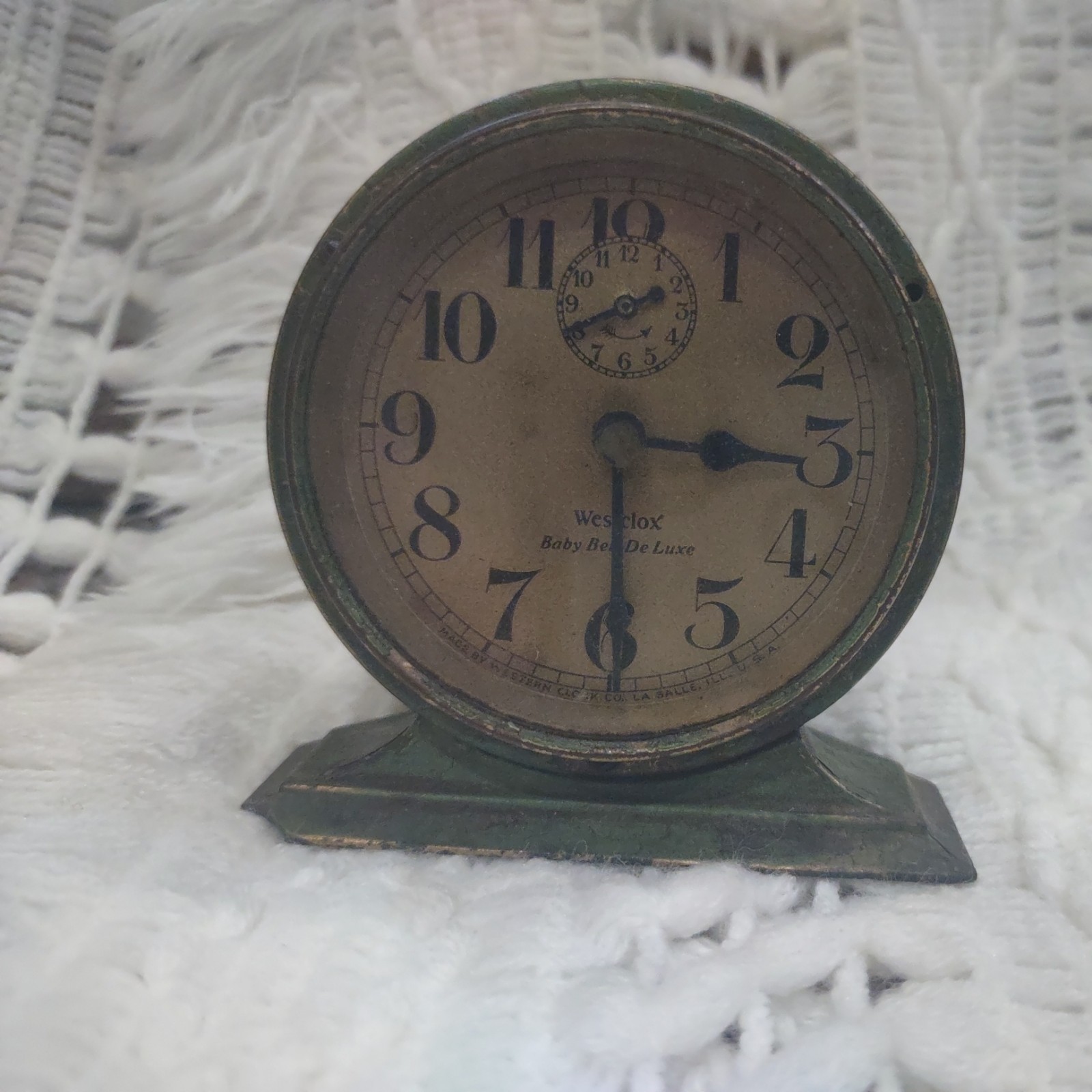 Antique 1927 Green Finish Westclox Baby Ben De Luxe Alarm Clock -Working Antique 1927 Green Finish Westclox Baby Ben De Luxe Alarm Clock -Working