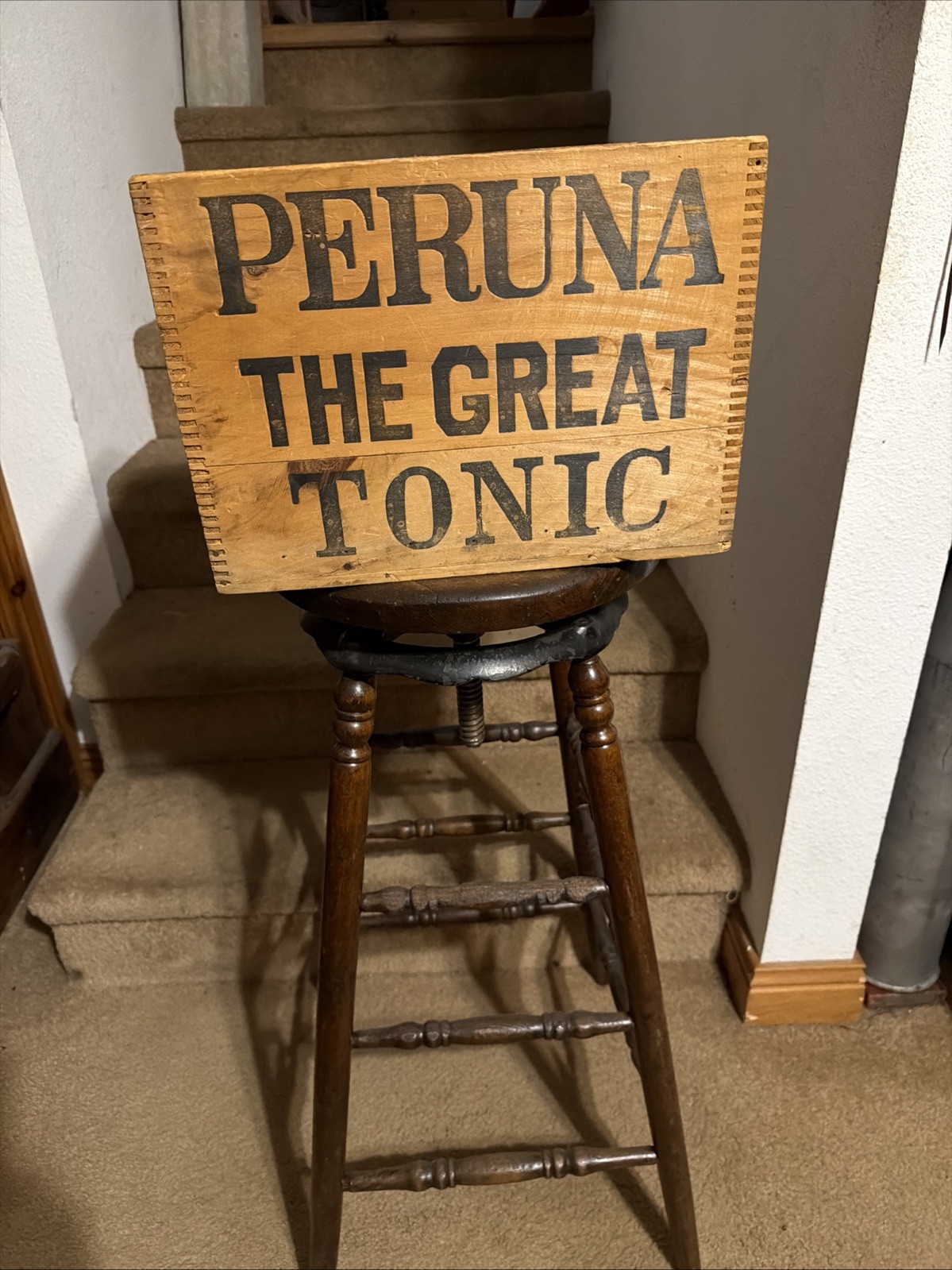 Antique Wooden Crate Peruna Medicine Hartman Columbus Ohio Apothecary Tonic Box