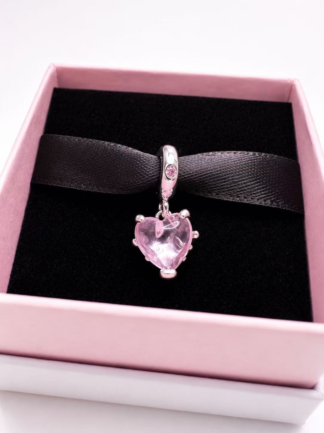 PANDORA #792654C01 Pink Heart Charm Pendant WITH BOX